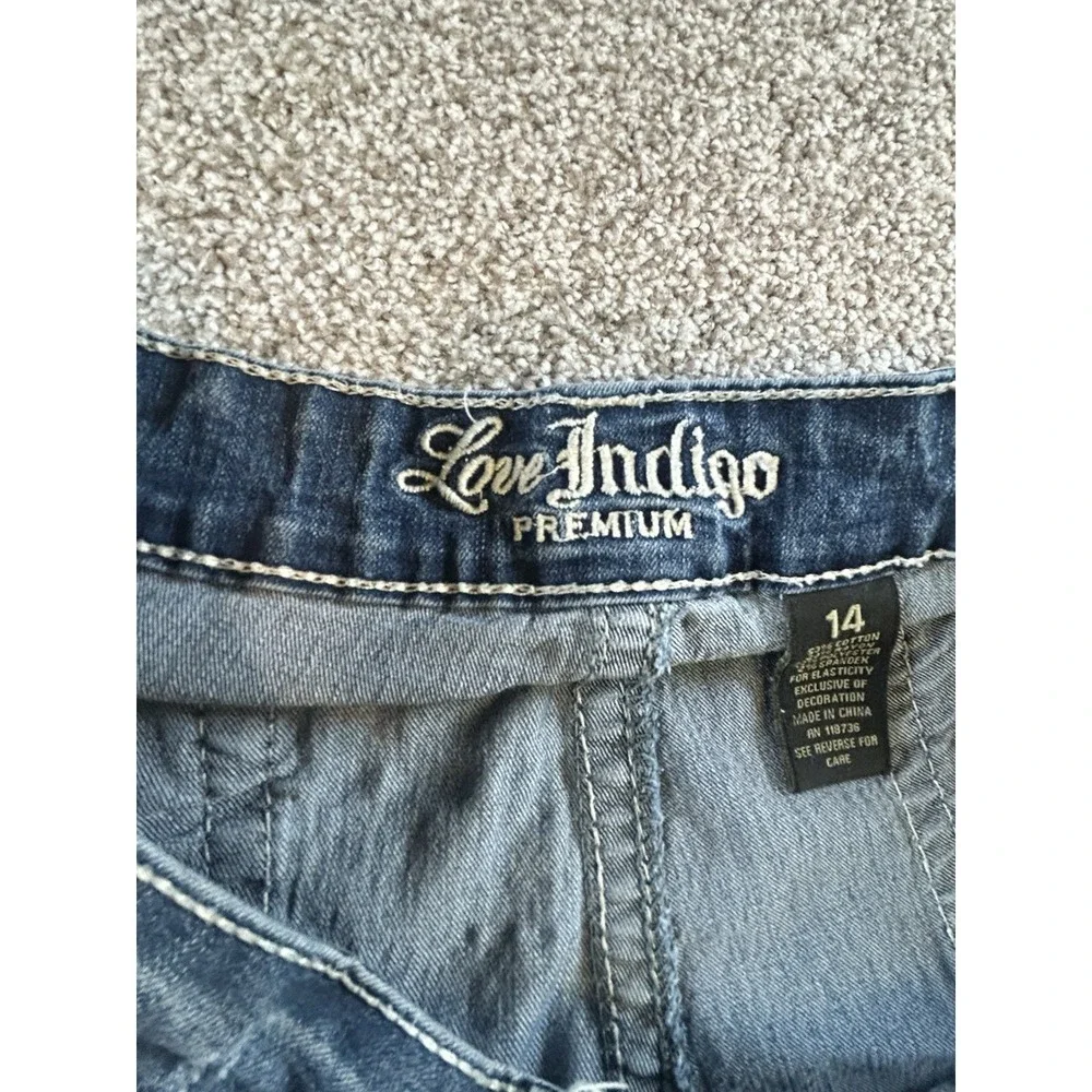 love indigo jeans Size 14 Crop BLING FLAP POCKET - Picture 5 of 12